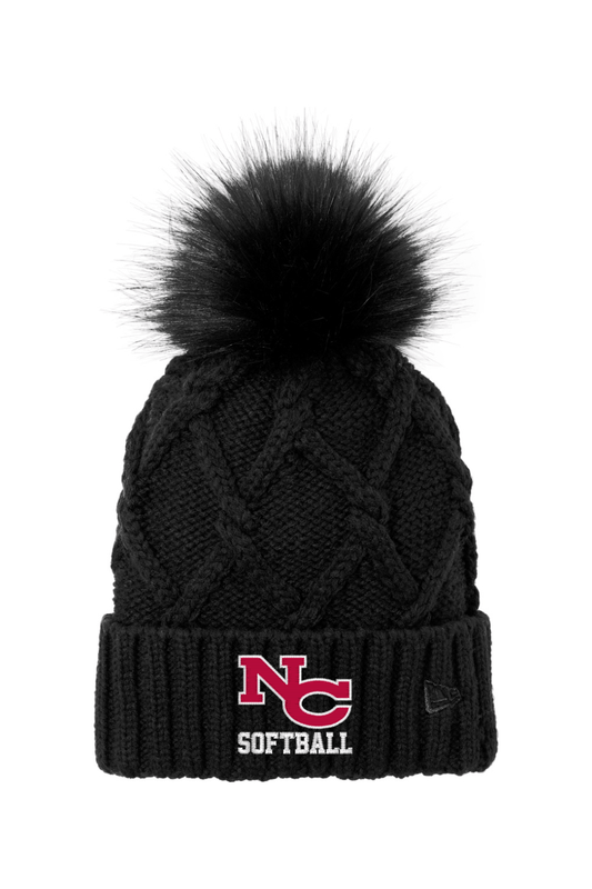 New Canaan Girls Softball New Era Faux Fur Pom Beanie Signature Lacrosse