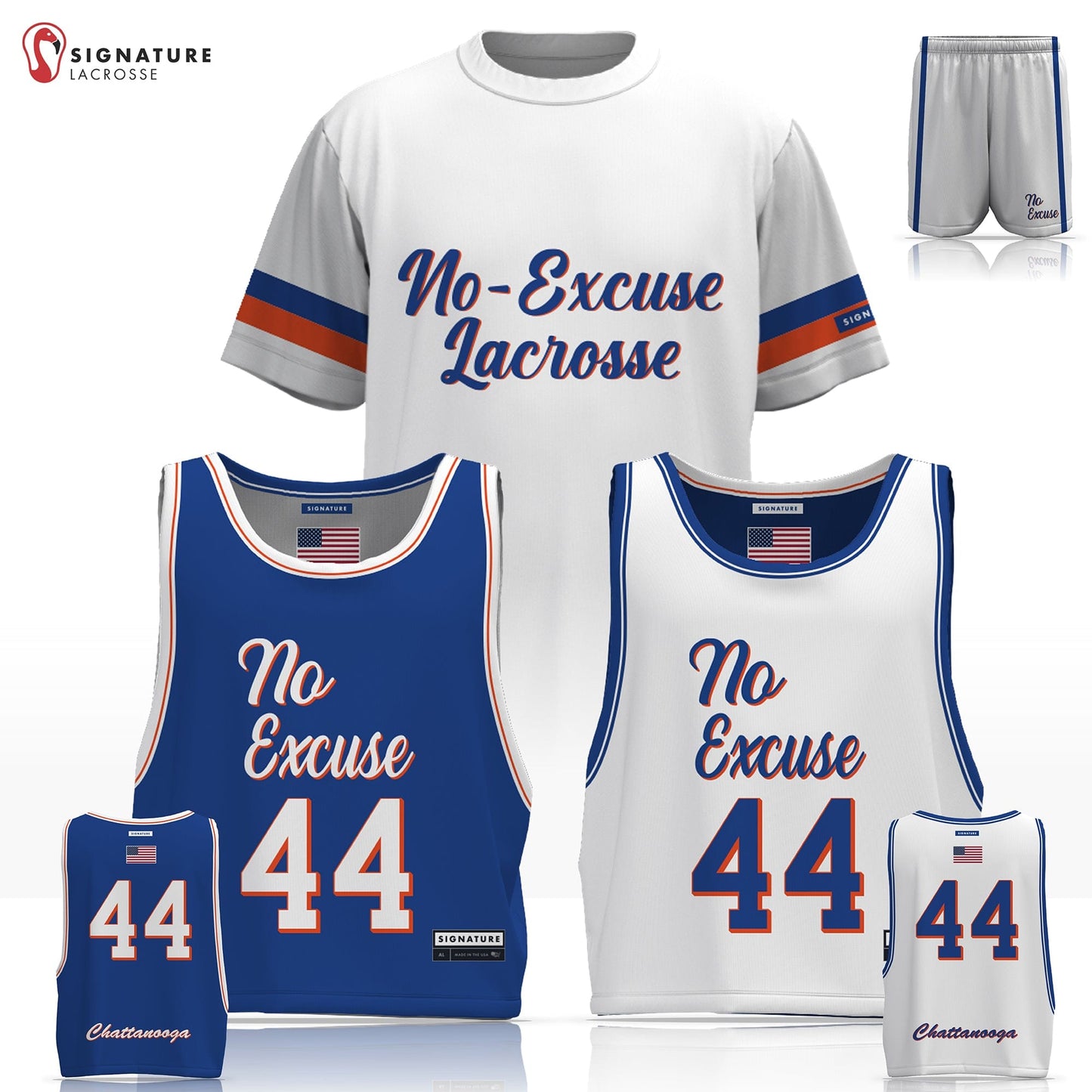 No-Excuse Chattanooga Lacrosse Men's 3 Piece Player Game Package Signature Lacrosse