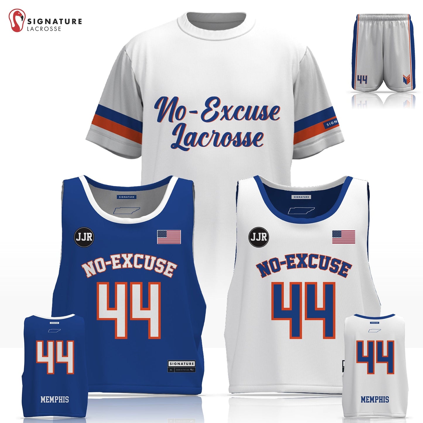 No-Excuse Memphis Lacrosse Men's 3 Piece Player Game Package Signature Lacrosse