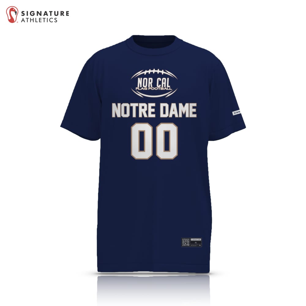 Norcal Flag Football Navy Notre Dame Men's Short Sleeve Tech Tee Signature Lacrosse