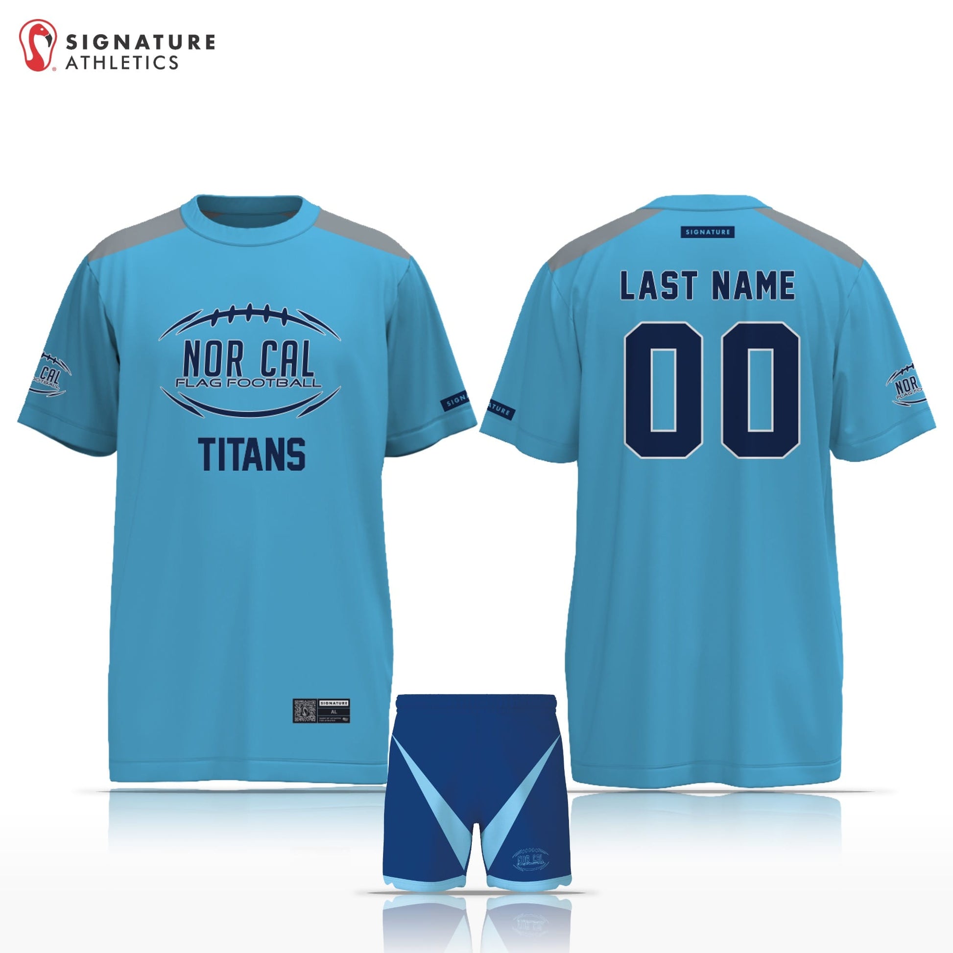 Norcal Flag Football Tennessee Titans Men's 2 Piece Player Package Signature Lacrosse