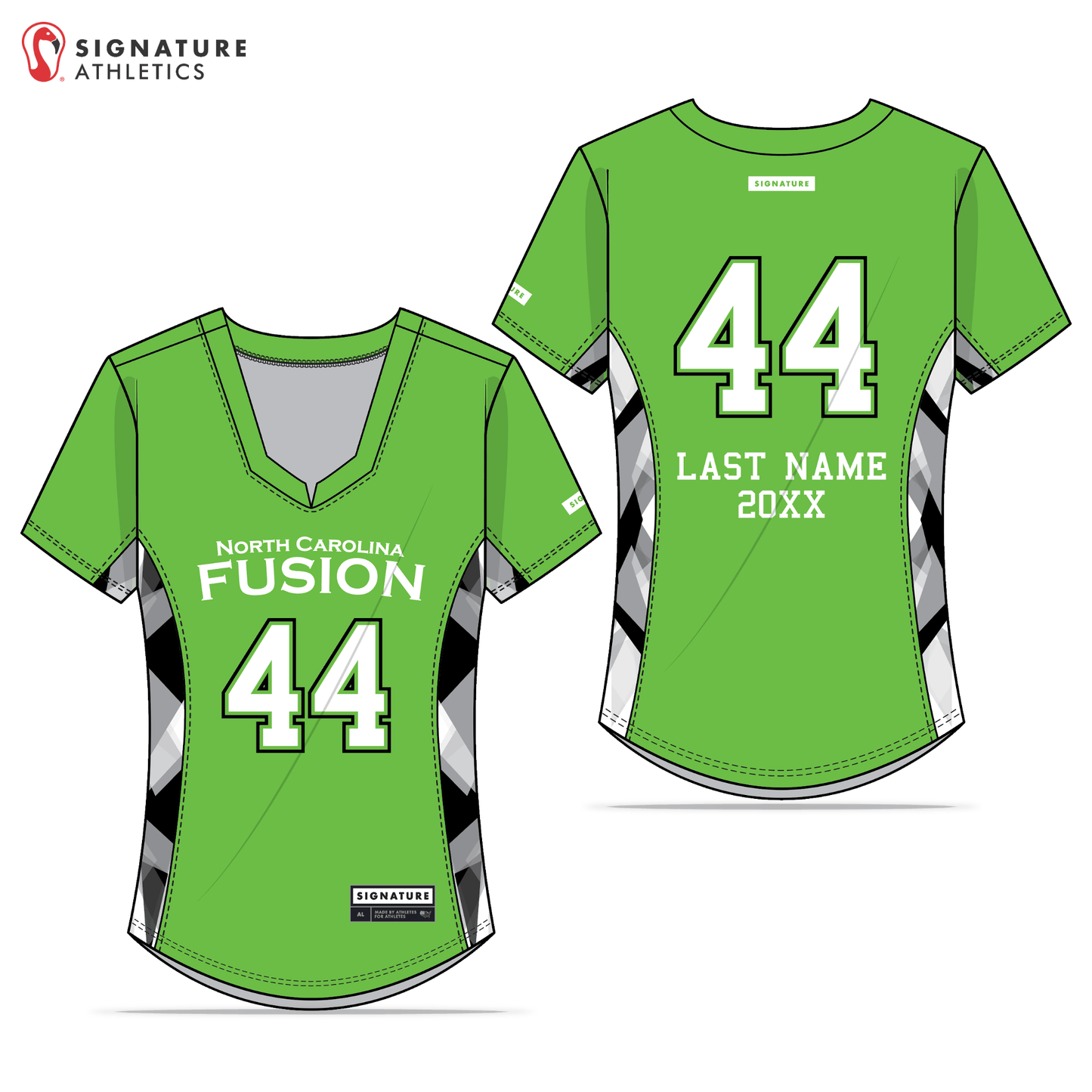 North Carolina Fusion Women's Green College Game Jersey Signature Lacrosse