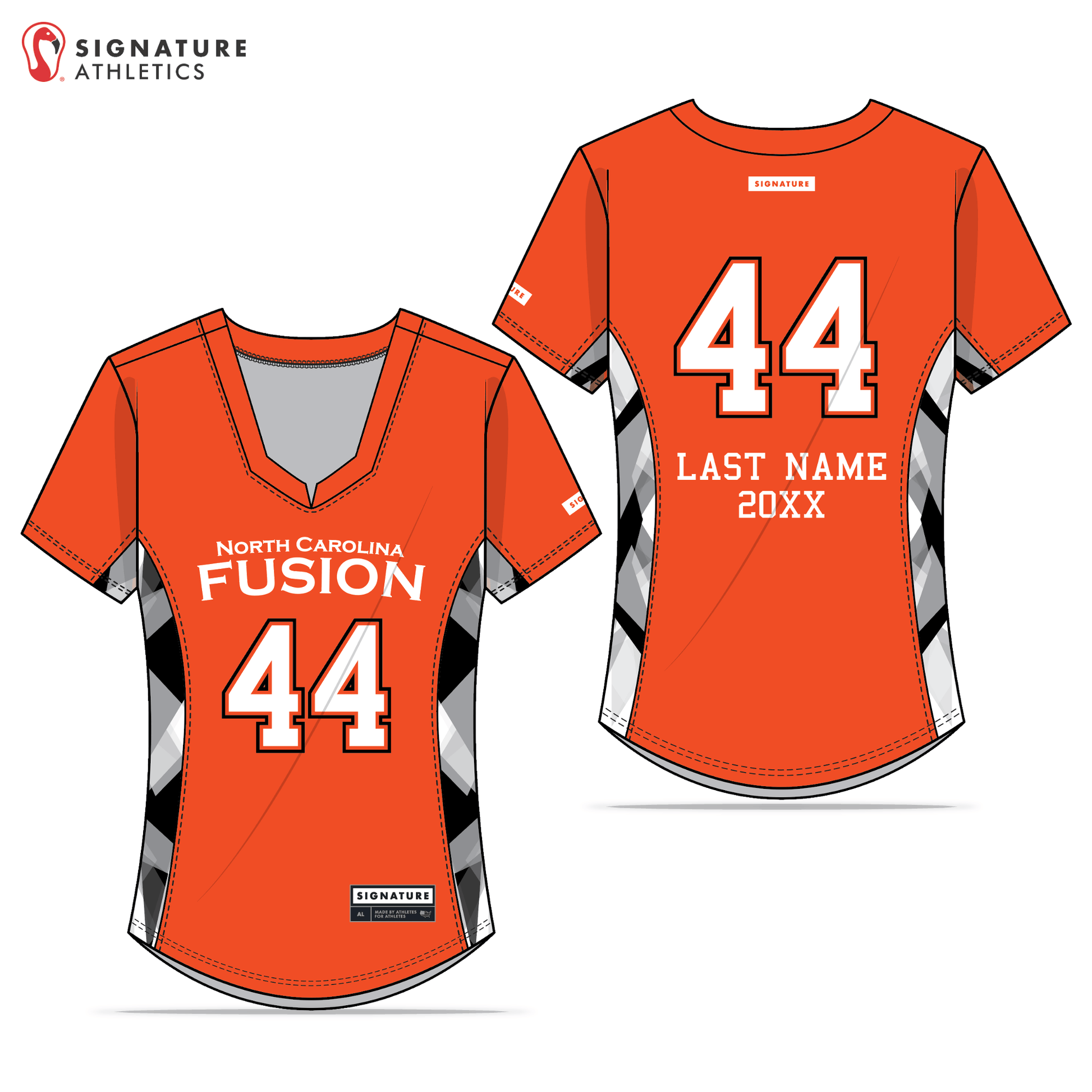 North Carolina Fusion Women's Orange College Game Jersey: NC Fusion Signature Lacrosse