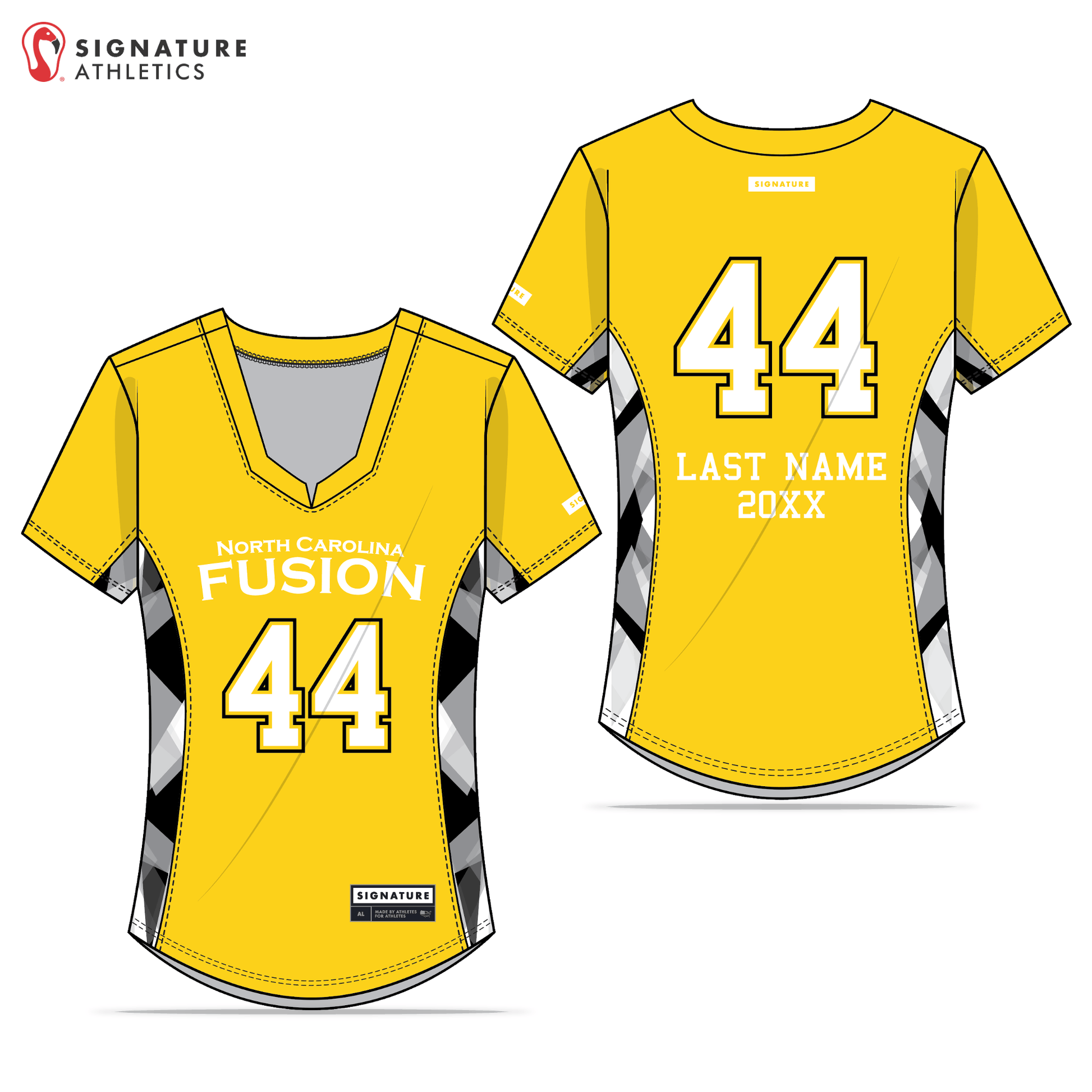 North Carolina Fusion Women's Yellow College Game Jersey Signature Lacrosse