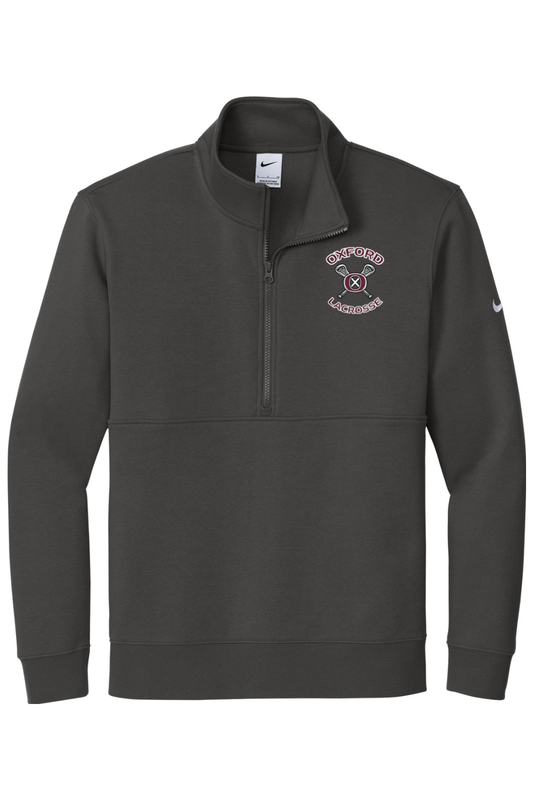Oxford Lacrosse Embroidered Nike Club Fleece Sleeve Swoosh 1/2-Zip Signature Lacrosse