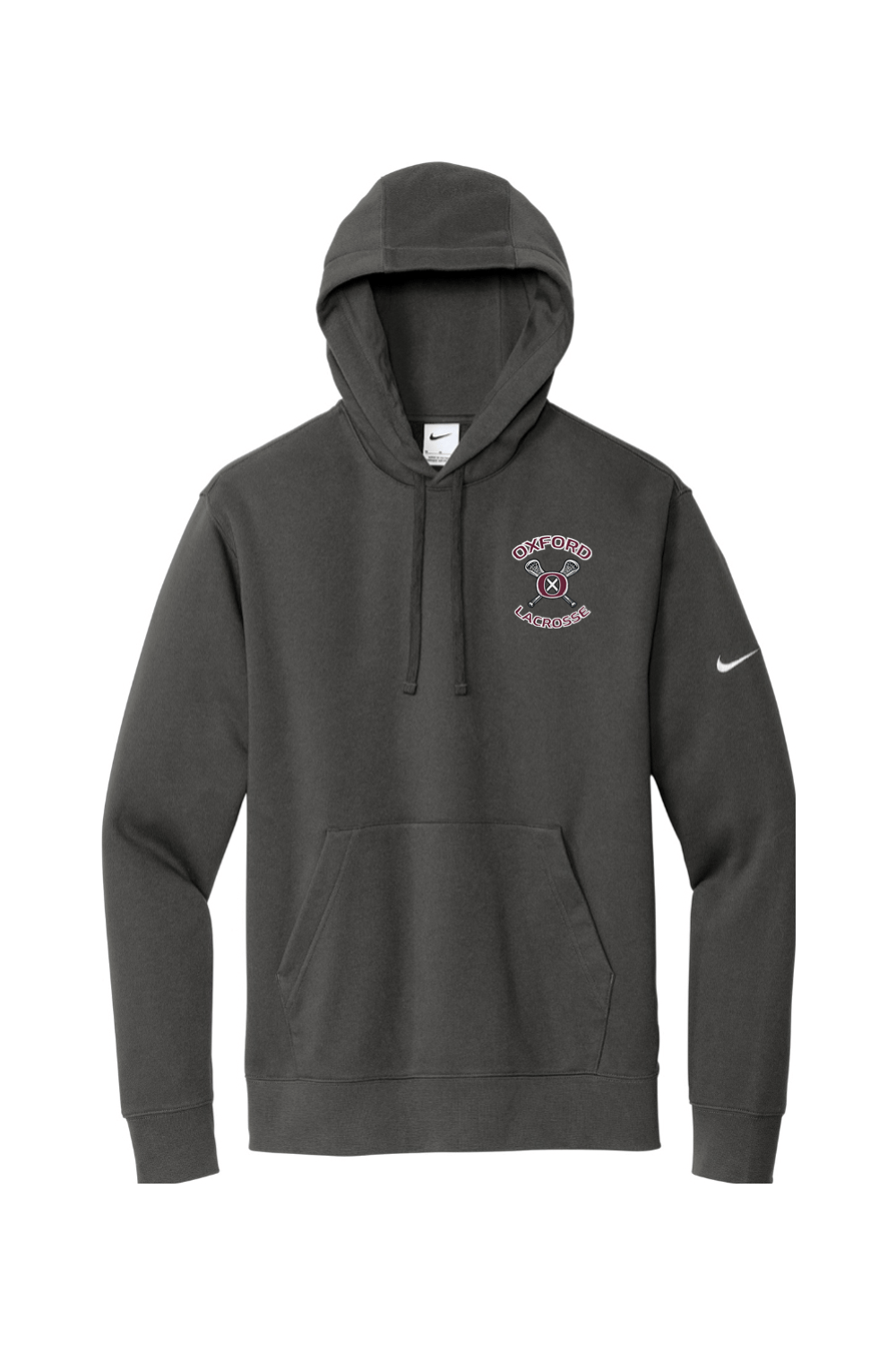 Oxford Lacrosse Embroidered Nike Club Fleece Sleeve Swoosh Pullover Hoodie Signature Lacrosse