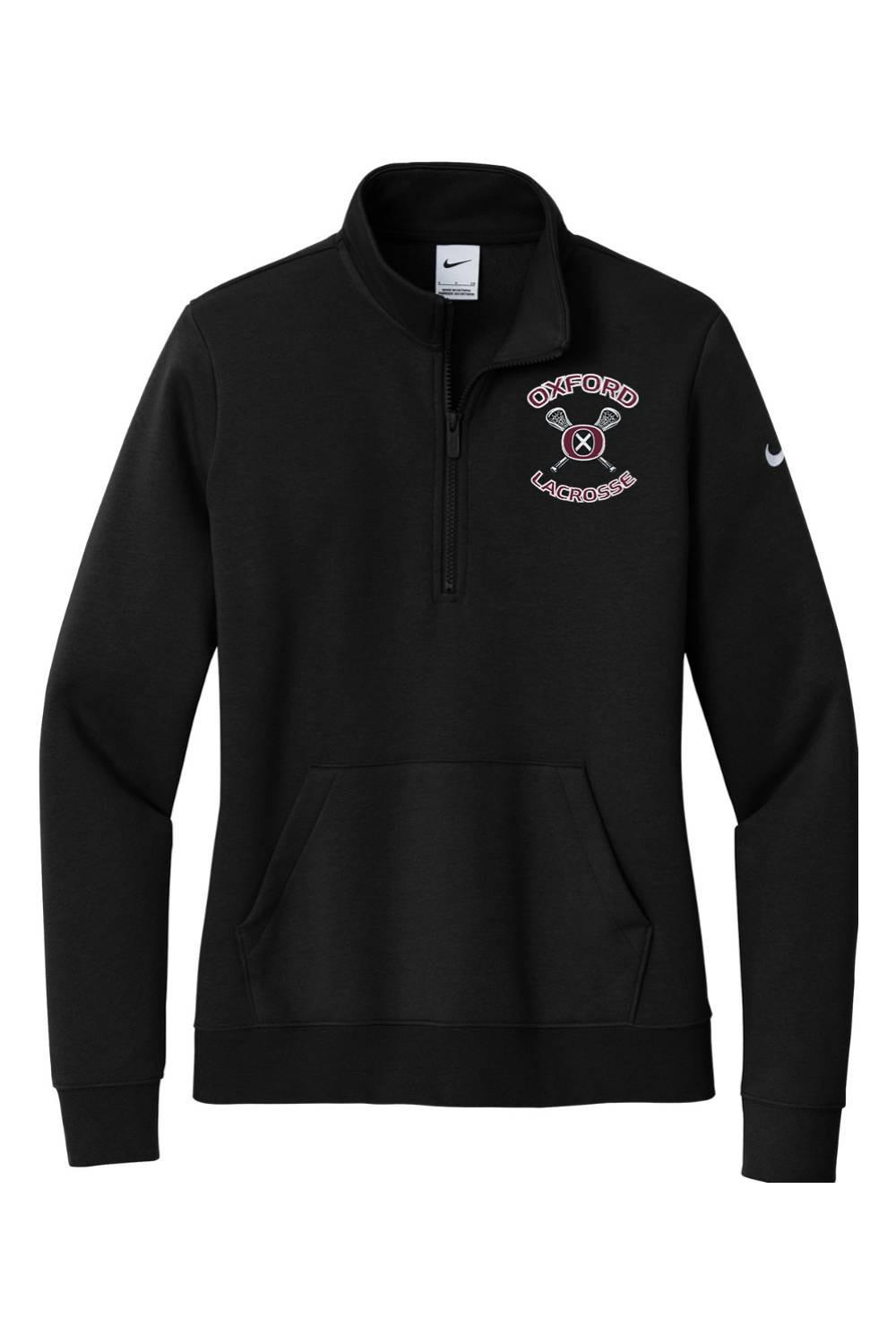Oxford Lacrosse Embroidered Nike Ladies Club Fleece Sleeve Swoosh 1/2-Zip Signature Lacrosse