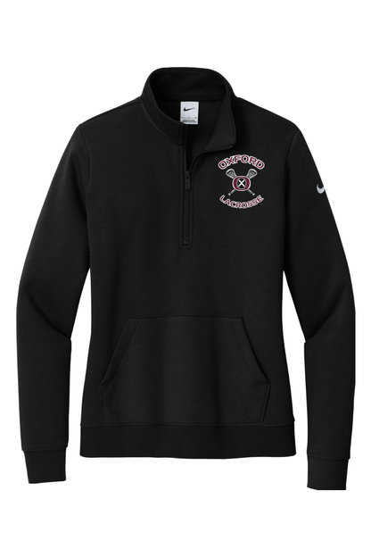 Oxford Lacrosse Embroidered Nike Ladies Club Fleece Sleeve Swoosh 1/2-Zip Signature Lacrosse