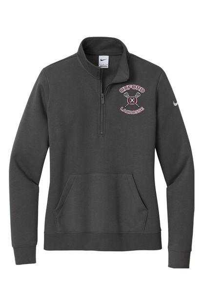 Oxford Lacrosse Embroidered Nike Ladies Club Fleece Sleeve Swoosh 1/2-Zip Signature Lacrosse