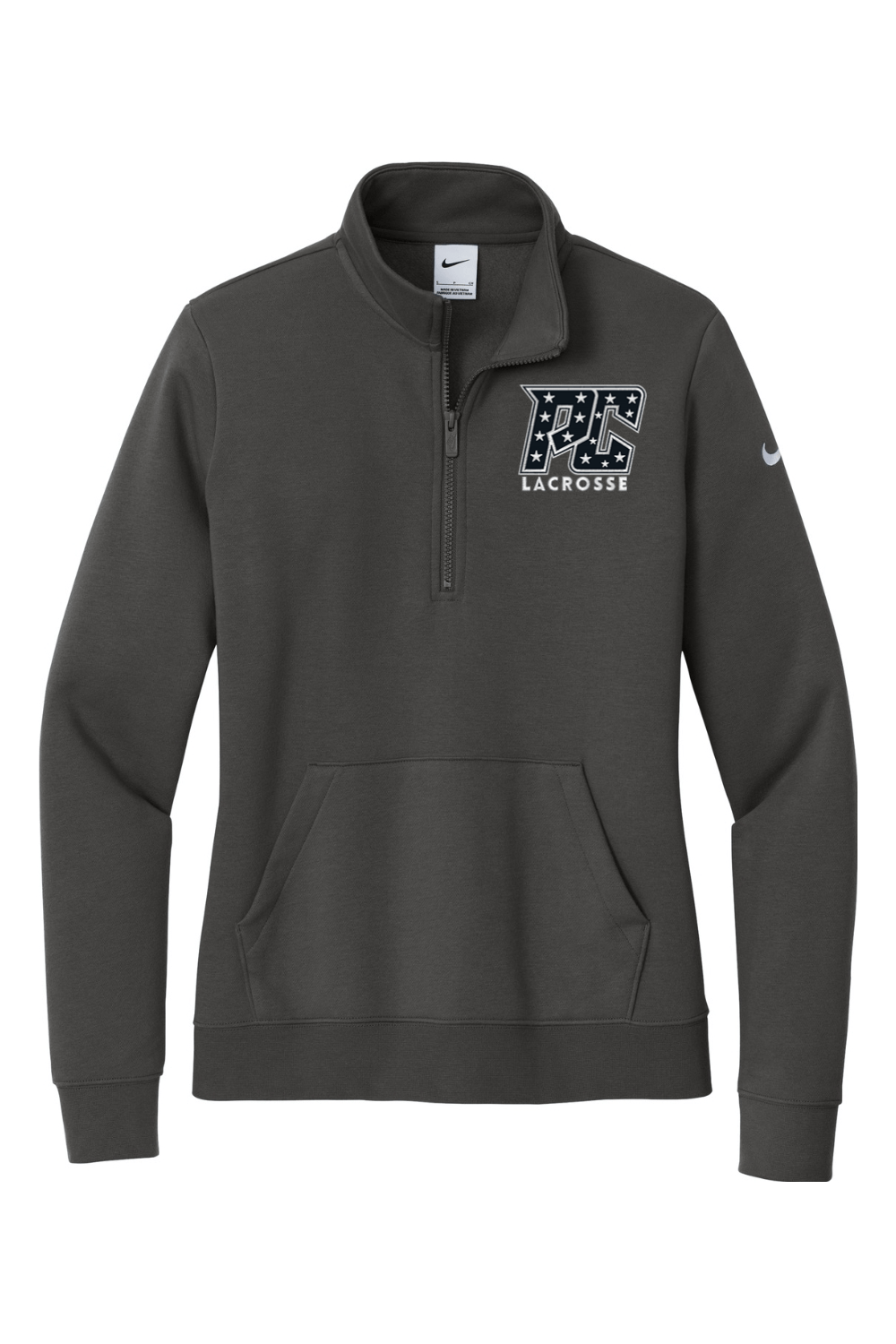 PC Lacrosse Embroidered Nike Ladies Club Fleece Sleeve Swoosh 1/2-Zip Signature Lacrosse