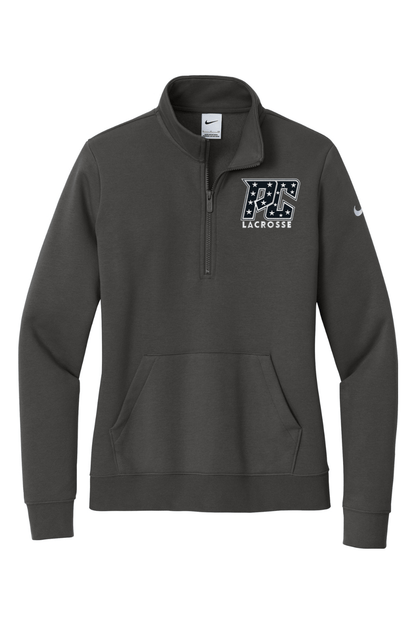 PC Lacrosse Embroidered Nike Ladies Club Fleece Sleeve Swoosh 1/2-Zip Signature Lacrosse
