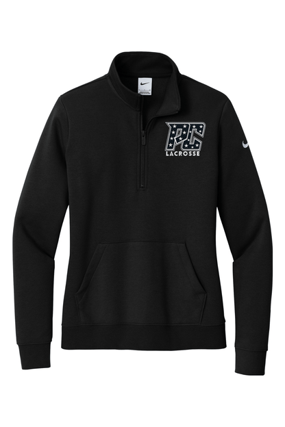 PC Lacrosse Embroidered Nike Ladies Club Fleece Sleeve Swoosh 1/2-Zip Signature Lacrosse