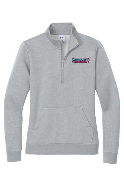 PMV Elite Training Embroidered Nike Ladies Club Fleece Sleeve Swoosh 1/2-Zip Signature Lacrosse