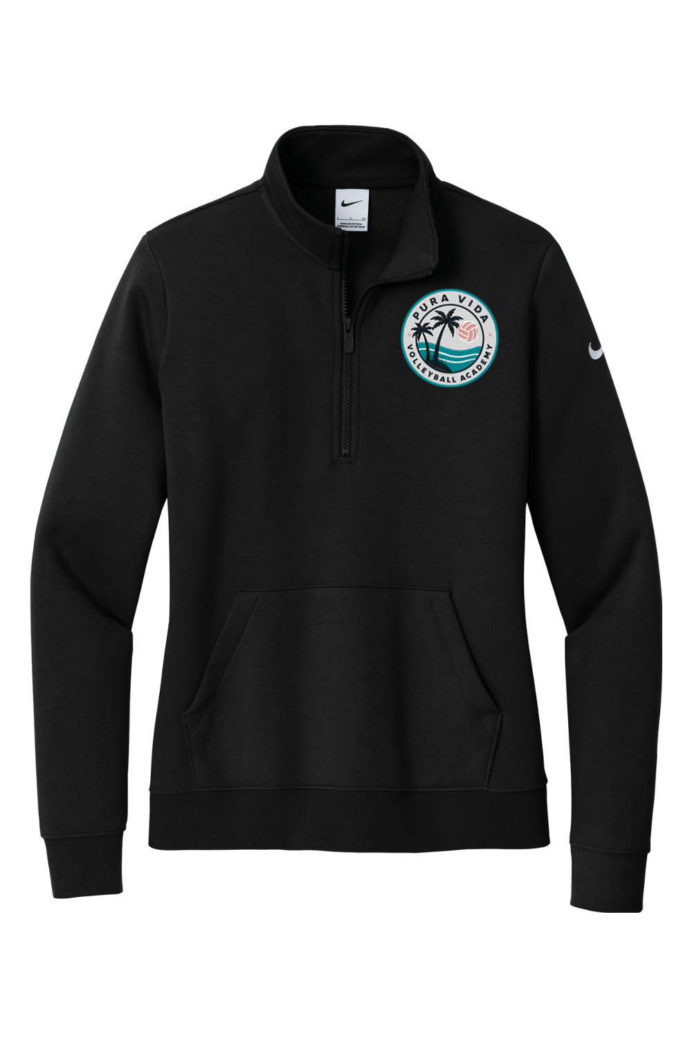 Pura Vida Volleyball Embroidered Nike Ladies Club Fleece Sleeve Swoosh 1/2-Zip Signature Lacrosse