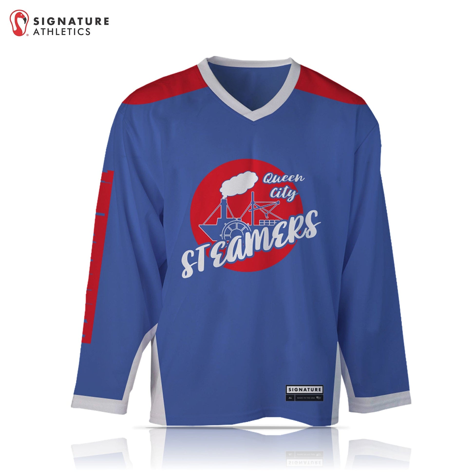 Queen City Steamboats Lacrosse Men's Player Box Goalie Jersey - Dark: Queen City Signature Lacrosse