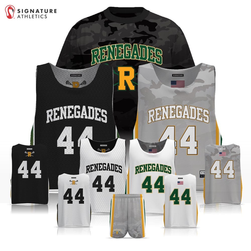 Renegades Youth Lacrosse Men's 4 Piece Player Package (Black Tech Tee): 2nd Grade Signature Lacrosse