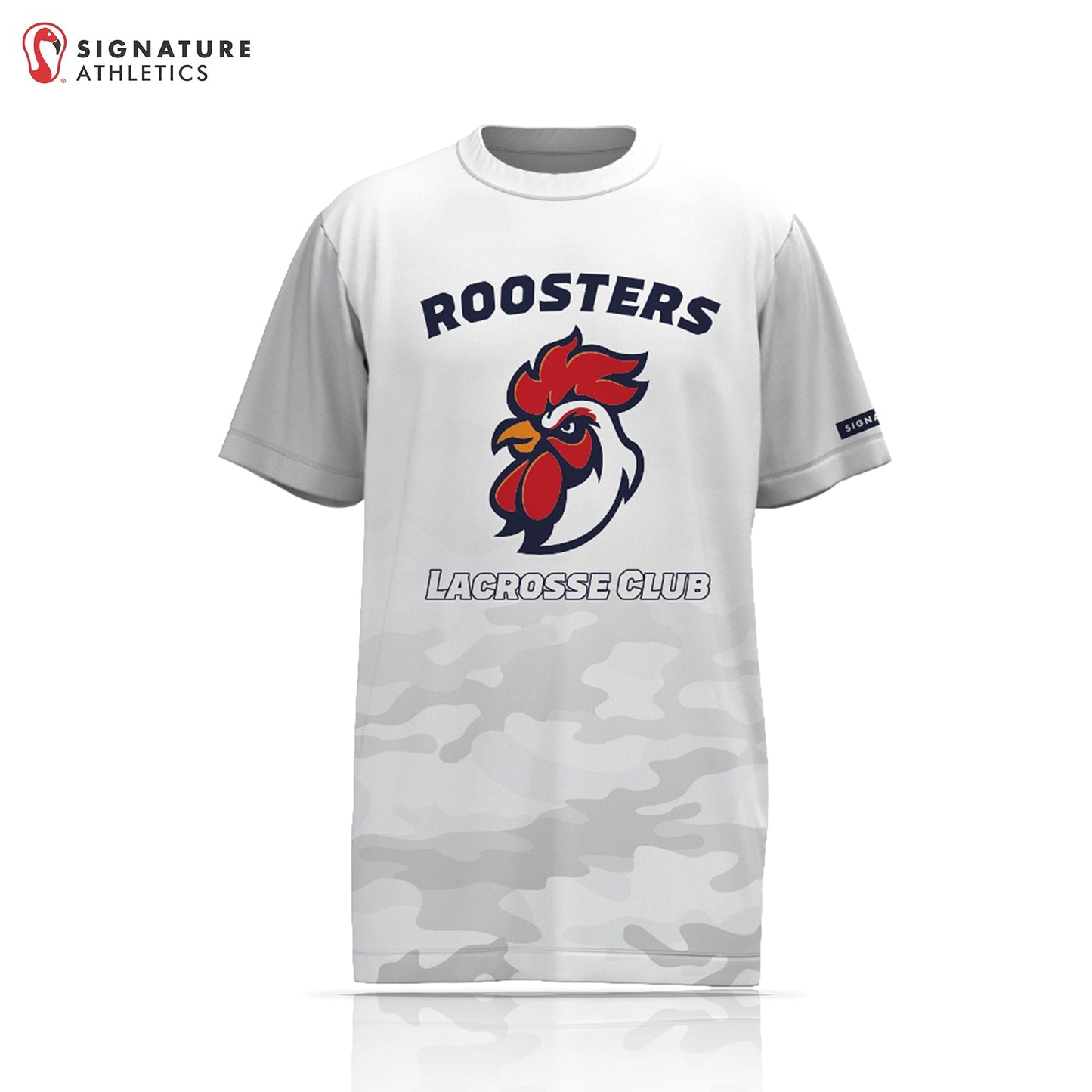 Roosters Lacrosse Club Men's Coach Camo Short Sleeve Tech Tee: Roosters Signature Lacrosse
