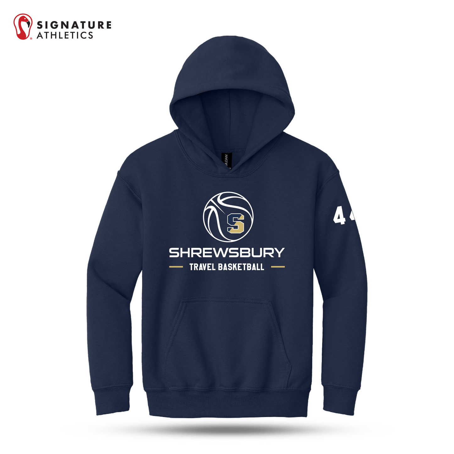 Shrewsbury Basketball Gildan Youth Heavy Blend Hooded Navy Sweatshirt Number Signature Lacrosse