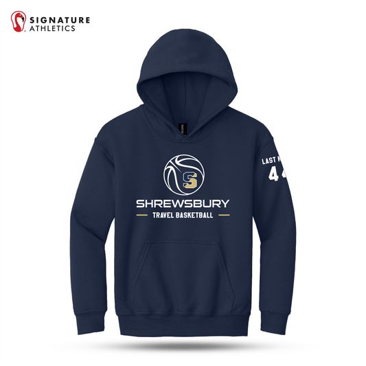 Shrewsbury Basketball Gildan Youth Heavy Blend Hooded Navy Sweatshirt Number and Name Signature Lacrosse