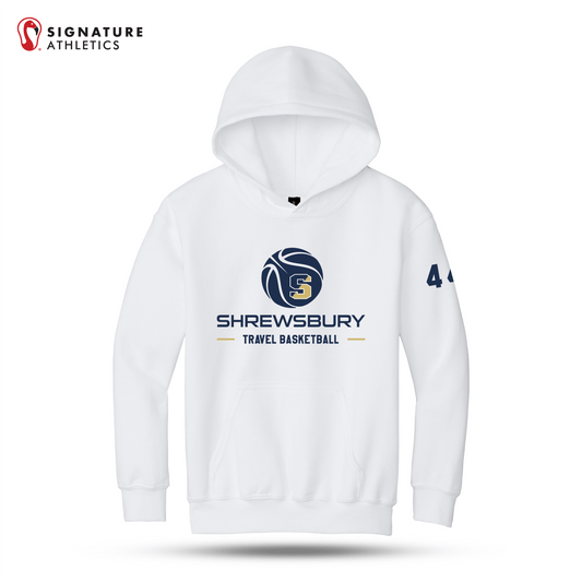 Shrewsbury Basketball Gildan Youth Heavy Blend Hooded White Sweatshirt Number Signature Lacrosse