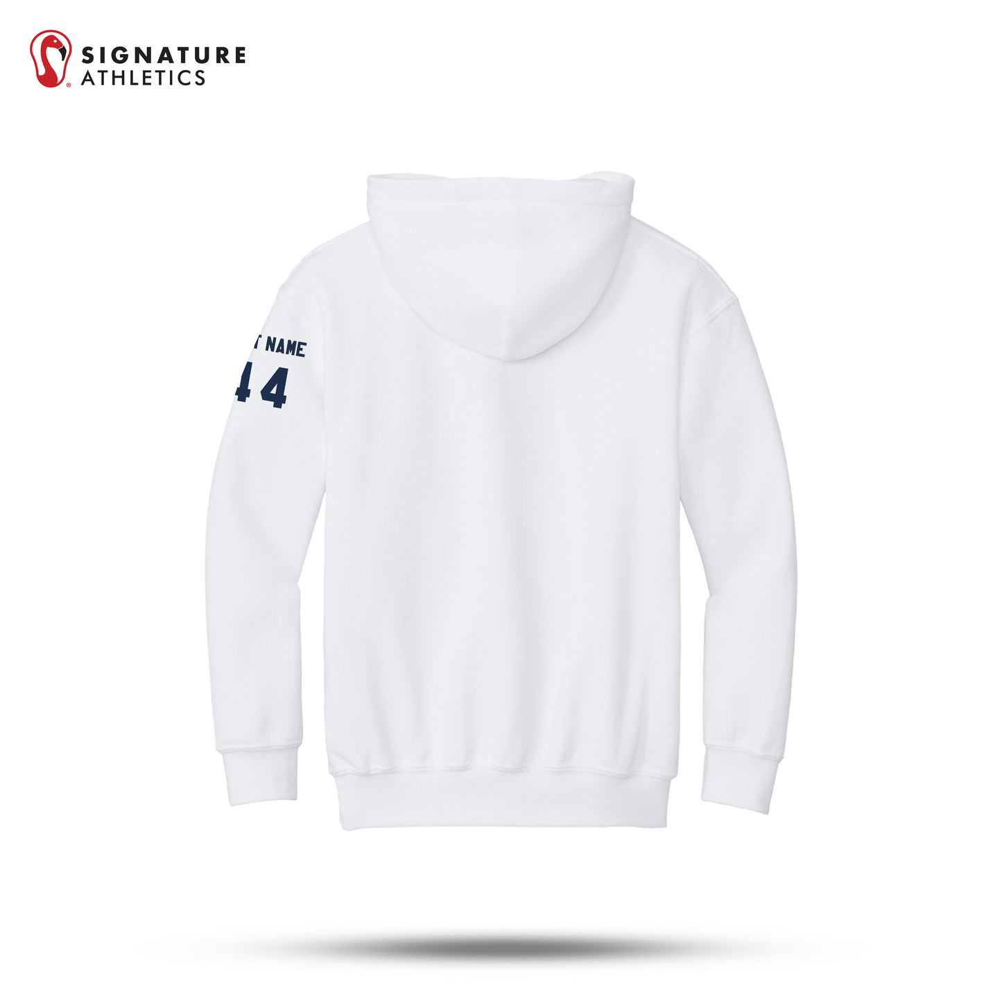 Shrewsbury Basketball Gildan Youth Heavy Blend Hooded White Sweatshirt Number and Name Signature Lacrosse