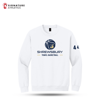 Shrewsbury Basketball Men's Gildan Heavy Blend Crewneck White Sweatshirt Number Signature Lacrosse