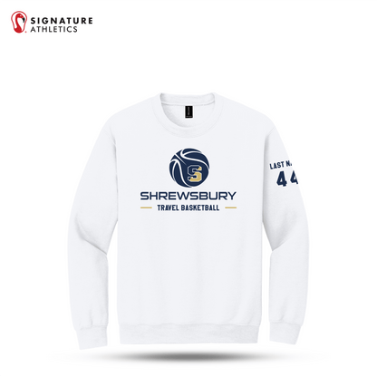 Shrewsbury Basketball Men's Gildan Heavy Blend Crewneck White Sweatshirt Number and Name Signature Lacrosse