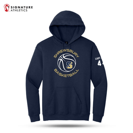 Shrewsbury Basketball Men's Gildan Heavy Blend Hooded Navy Sweatshirt Number and Name Signature Lacrosse