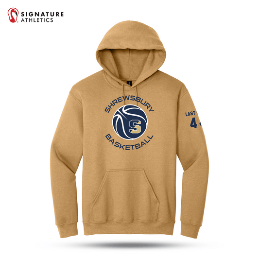 Shrewsbury Basketball Men's Gildan Heavy Blend Hooded Old Gold Sweatshirt Number and Name Signature Lacrosse