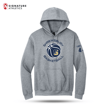 Shrewsbury Basketball Men's Gildan Heavy Blend Hooded Sport Grey Sweatshirt Number and Name Signature Lacrosse