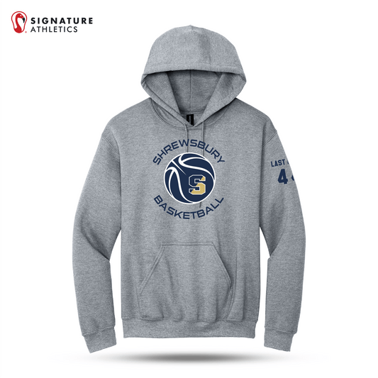 Shrewsbury Basketball Men's Gildan Heavy Blend Hooded Sport Grey Sweatshirt Number and Name Signature Lacrosse