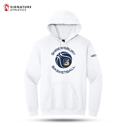 Shrewsbury Basketball Men's Gildan Heavy Blend Hooded White Sweatshirt Name Signature Lacrosse