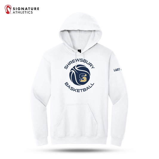 Shrewsbury Basketball Men's Gildan Heavy Blend Hooded White Sweatshirt Name Signature Lacrosse