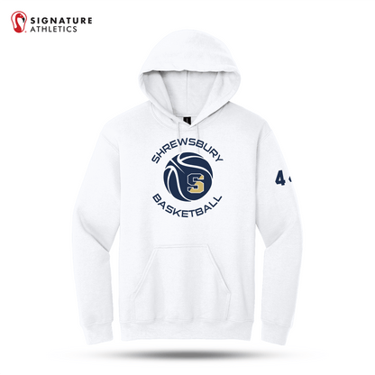 Shrewsbury Basketball Men's Gildan Heavy Blend Hooded White Sweatshirt Number Signature Lacrosse