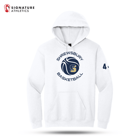 Shrewsbury Basketball Men's Gildan Heavy Blend Hooded White Sweatshirt Number Signature Lacrosse