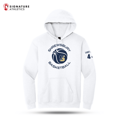 Shrewsbury Basketball Men's Gildan Heavy Blend Hooded White Sweatshirt Number and Name Signature Lacrosse