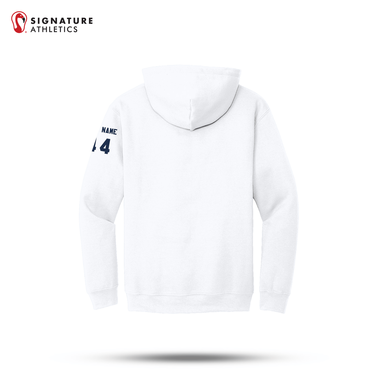 Shrewsbury Basketball Men's Gildan Heavy Blend Hooded White Sweatshirt Number and Name Signature Lacrosse
