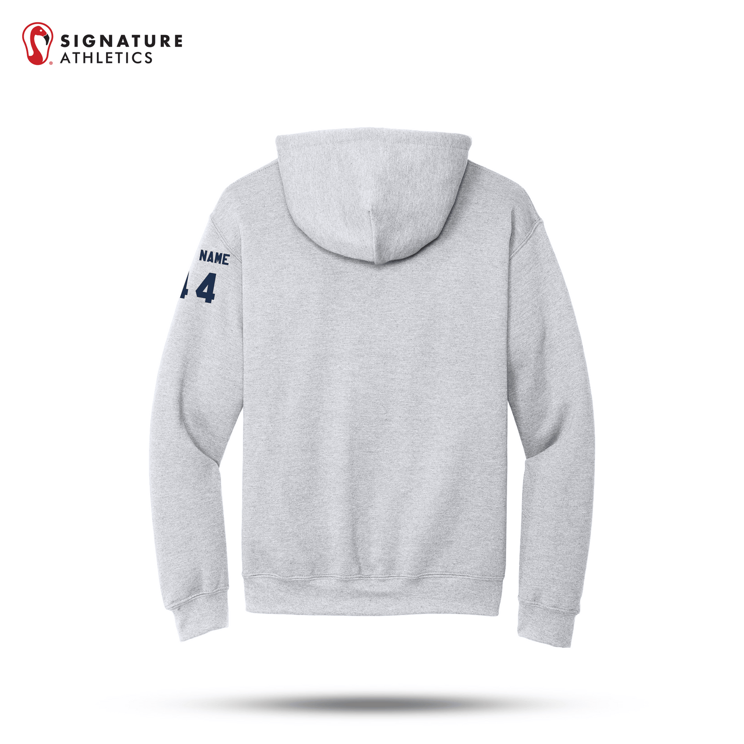 Shrewsbury Basketball Men's Gildan Heavy Blend Travel Hooded Ash Sweatshirt Number and Name Signature Lacrosse