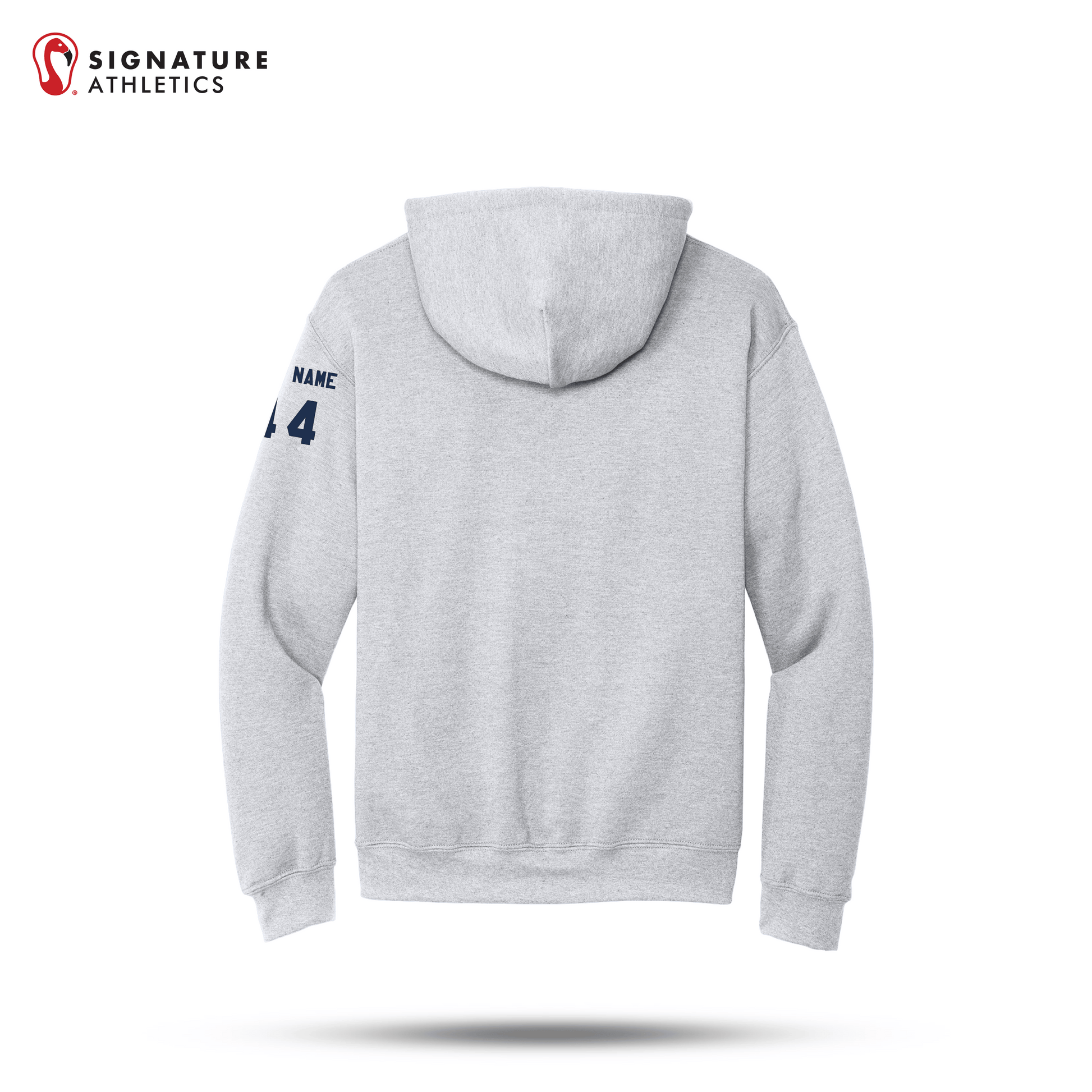 Shrewsbury Basketball Men's Gildan Heavy Blend Travel Hooded Ash Sweatshirt Number and Name Signature Lacrosse