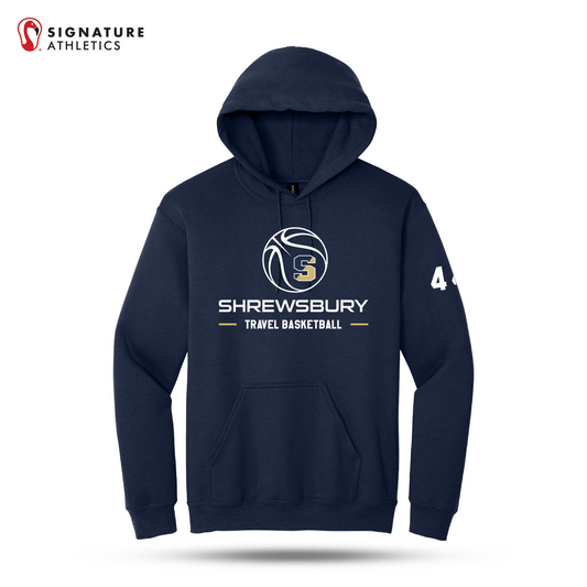 Shrewsbury Basketball Men's Gildan Heavy Blend Travel Hooded Navy Sweatshirt Number Signature Lacrosse