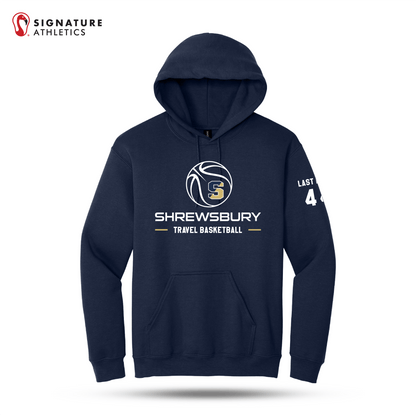 Shrewsbury Basketball Men's Gildan Heavy Blend Travel Hooded Navy Sweatshirt Number and Name Signature Lacrosse