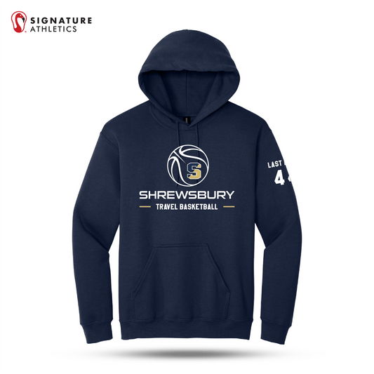 Shrewsbury Basketball Men's Gildan Heavy Blend Travel Hooded Navy Sweatshirt Number and Name Signature Lacrosse