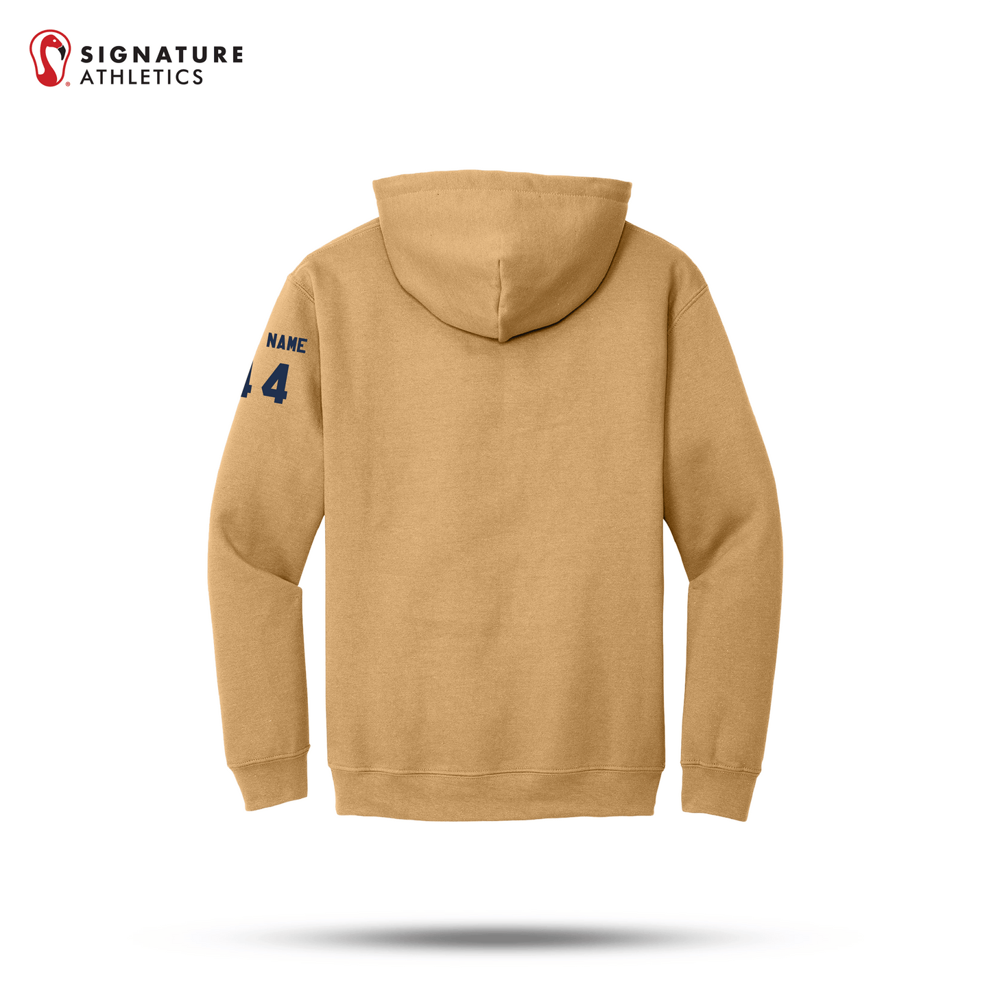 Shrewsbury Basketball Men's Gildan Heavy Blend Travel Hooded Old Gold Sweatshirt Number and Name Signature Lacrosse
