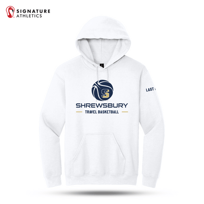 Shrewsbury Basketball Men's Gildan Heavy Blend Travel Hooded White Sweatshirt Name Signature Lacrosse