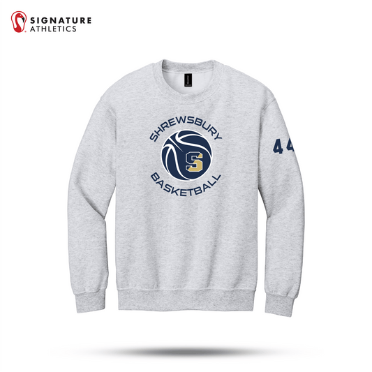 Shrewsbury Basketball Men's Gildan Youth Heavy Blend Crewneck Ash Sweatshirt Number: Shrewsbury Basketball Signature Lacrosse