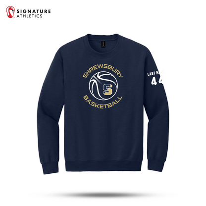 Shrewsbury Basketball Men's Gildan Youth Heavy Blend Crewneck Navy Sweatshirt Number and Name Signature Lacrosse