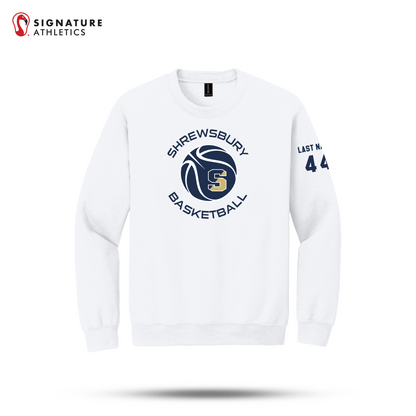 Shrewsbury Basketball Men's Gildan Youth Heavy Blend Crewneck White Sweatshirt Number and Name Signature Lacrosse