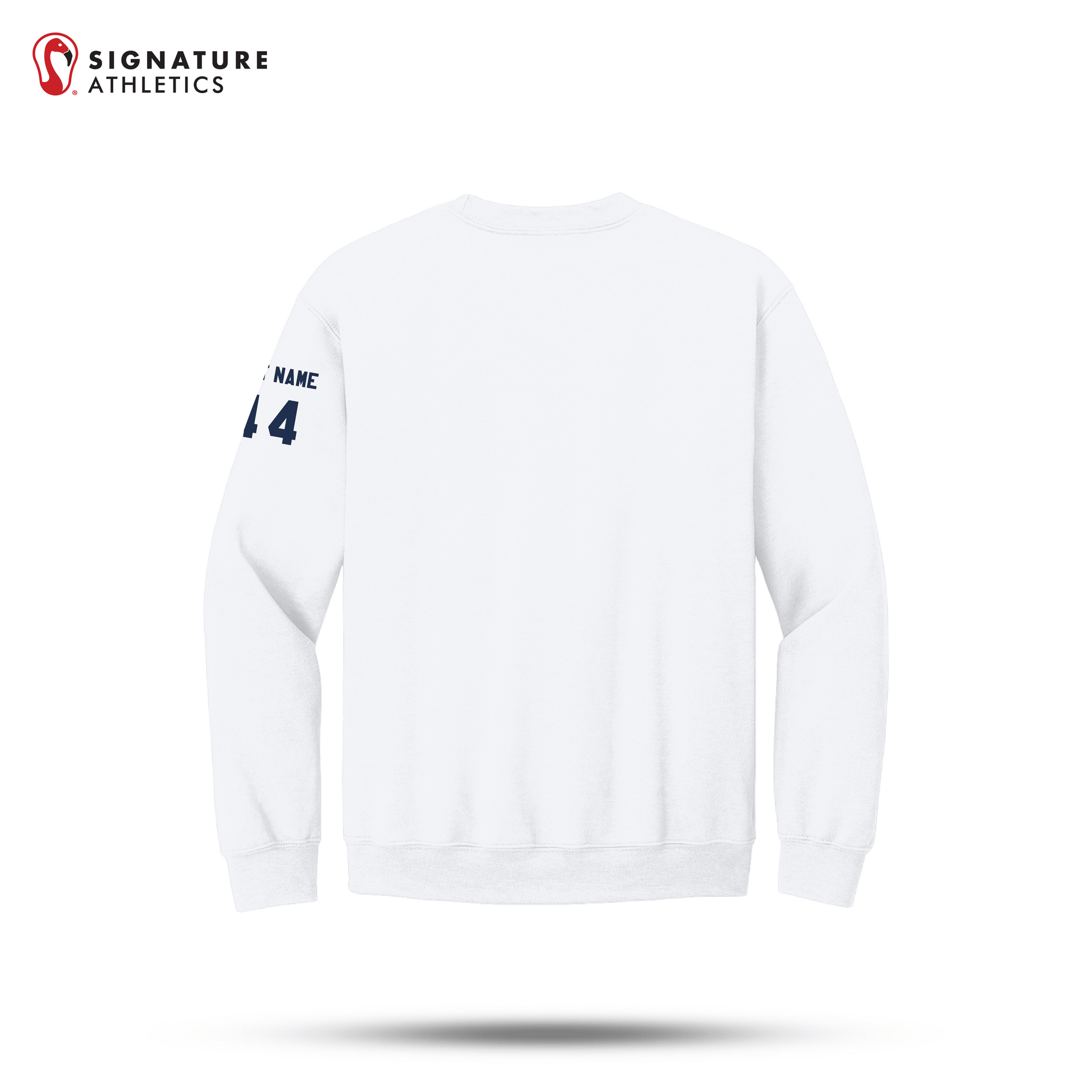 Shrewsbury Basketball Men's Gildan Youth Heavy Blend Crewneck White Sweatshirt Number and Name Signature Lacrosse