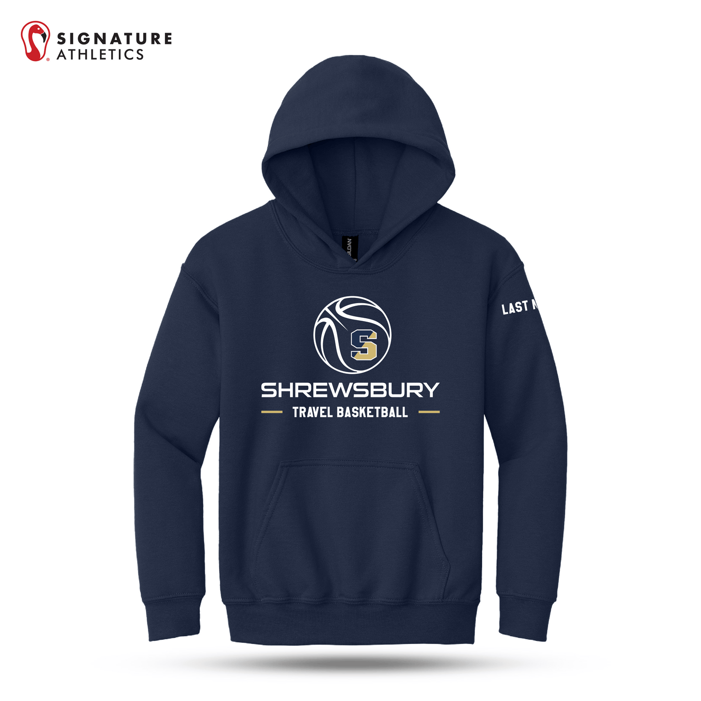 Shrewsbury Basketball Men's Gildan Youth Heavy Blend Hooded Navy Sweatshirt Name Signature Lacrosse