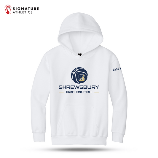 Shrewsbury Basketball Men's Gildan Youth Heavy Blend Hooded White Sweatshirt Name Signature Lacrosse